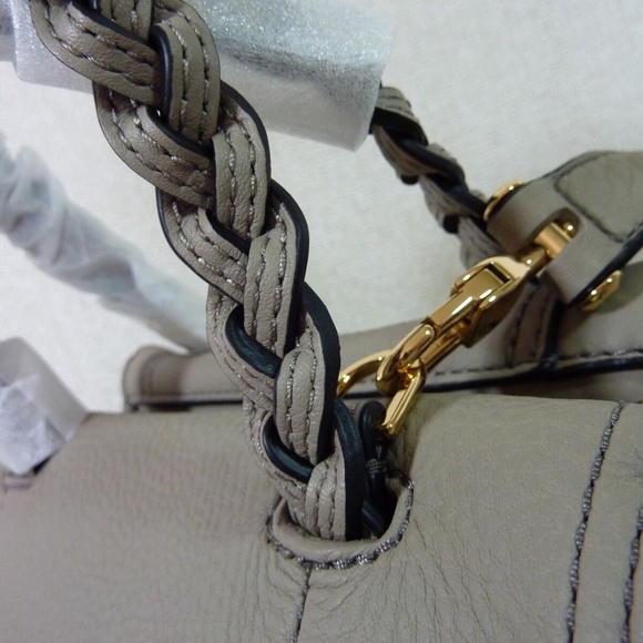 New Tory Burch Half-Moon Gray Leather Small Satchel/Shoulder/Crossbody Bag AUTH - Picture 12 of 13